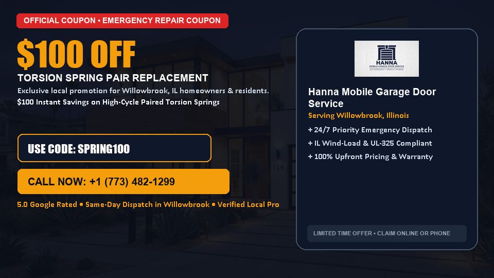 Hanna Mobile Garage Door Service $100 OFF Dual Torsion Spring Replacement