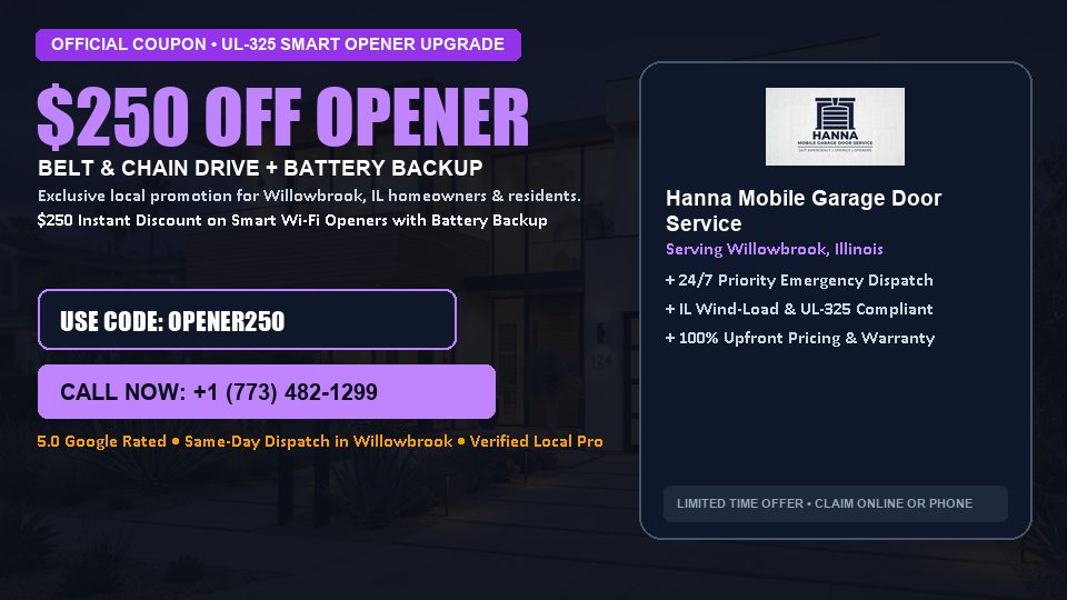 Hanna Mobile Garage Door Service $250 OFF Premium LiftMaster Opener Installation